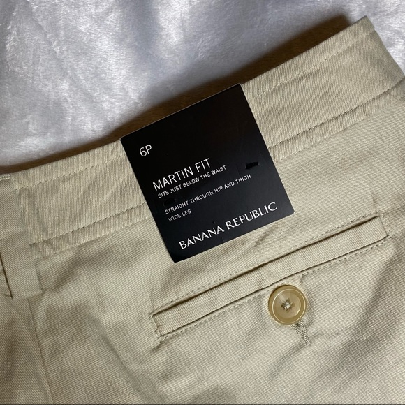 Banana Republic Martin Fit Cotton Linen Blend Khaki Shorts Petite - Picture 4 of 7